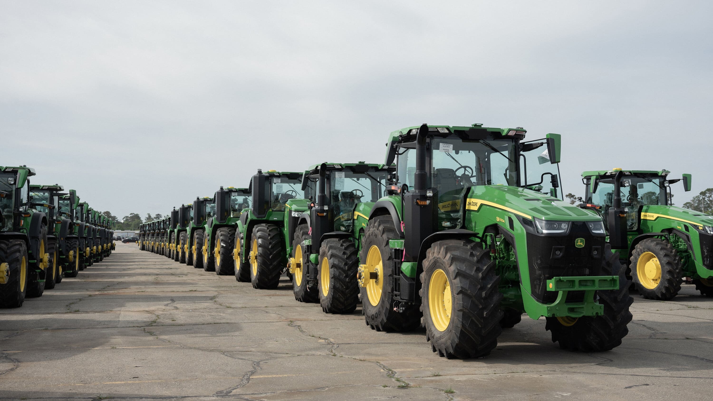 Agricultural tractor, excavator, and compact track loader ready for work